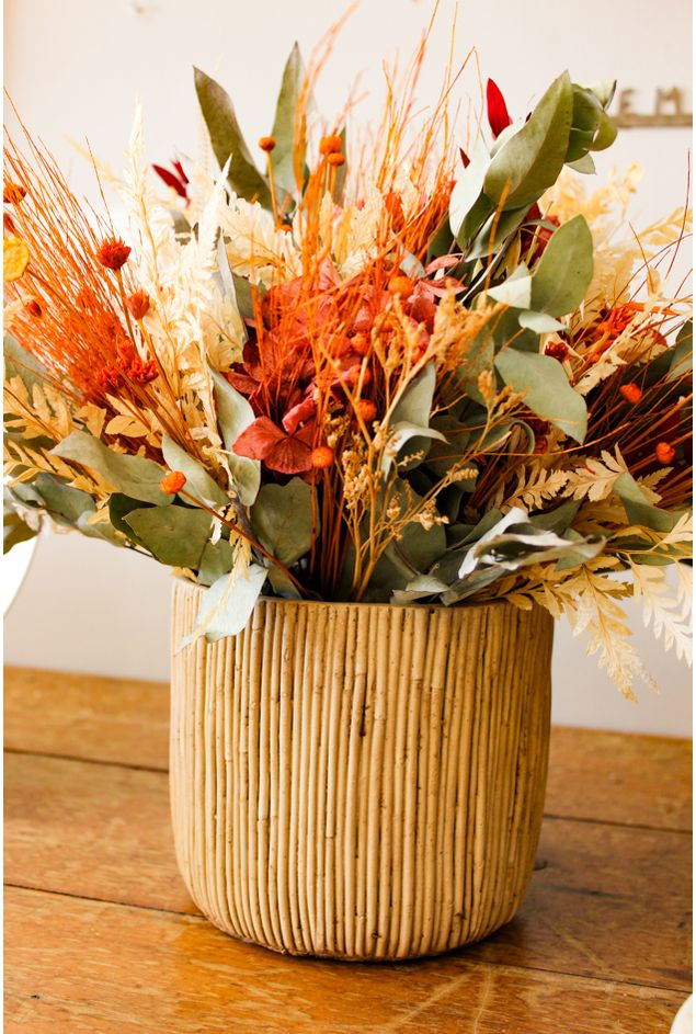Cachepot em Cimento Textura Bambu M -2-
